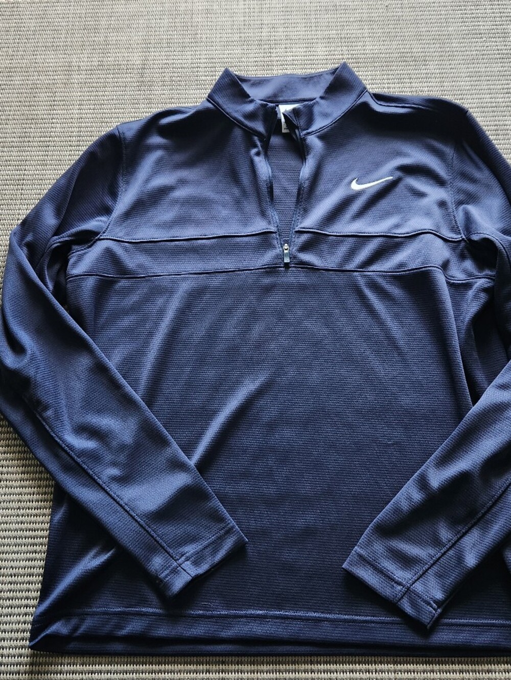 Nike Mens Medium M Dri-Fit 1/2 Zip Pullover Navy Blue Long Sleeve Running Shirt
